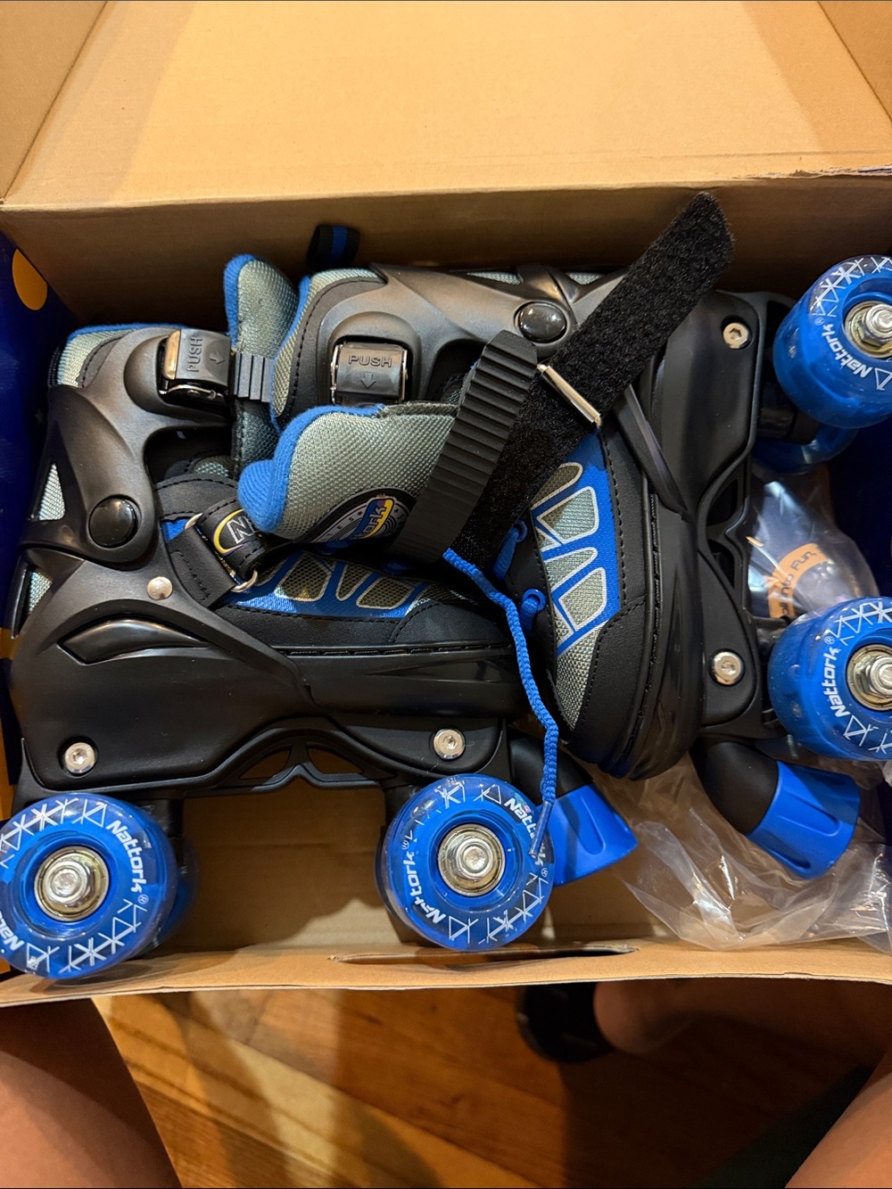 Kids Blue Roller Skates with Adjustable Fit